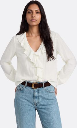 La Redoute Collections Blouse met ruches, V-hals en lange mouwen