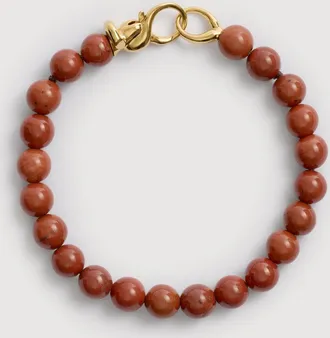Monica Vinader Gold Ochre Round Gemstone Bracelet Red Jasper