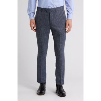 Elie Tahari Houndstooth Slim Fit Dress Pants in Navy at Nordstrom Rack, Size 30 X 32