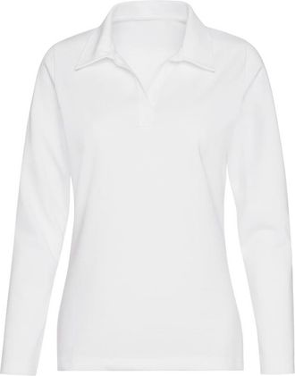 Trigema Poloshirt TRIGEMA TRIGEMA Langarm Poloshirt ohne Knopfleiste, Damen, Gr. 3XL, weiss (wei&szlig;), 100% Baumwolle, Basic, Shirts Poloshirt