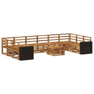 vidaXL Conjunto De Sof&aacute;s De Exterior 11 Pcs Natural Vidaxl