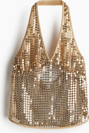 H&M Neckholder-Top mit Pailletten - Yellow