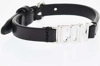 Dsquared2 Leather ICON CLUBBING Bracelet with Metal Detail size One Size