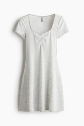 H&M Kleid aus Pointelle-Jersey - Hellgrau