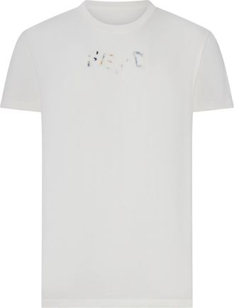 Fendi WHITE COTTON T-SHIRT WITH FRONT LOGO - Fendi - Man