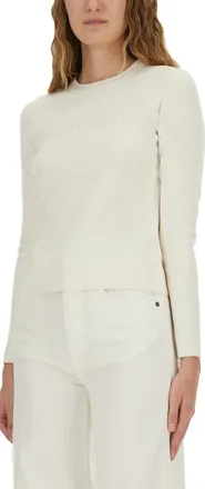Max Mara Logo-Detailed Viscose-Blend Sweater - White