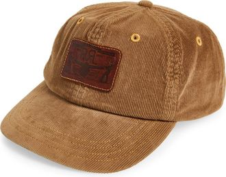 Ralph Lauren Logo Patch Cotton Corduroy Baseball Cap in Tan at Nordstrom
