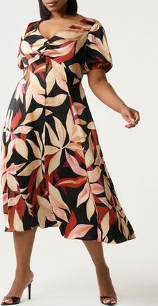 Estelle Laura Print Midi Dress in Berry Flora at Nordstrom Rack, Size 18W