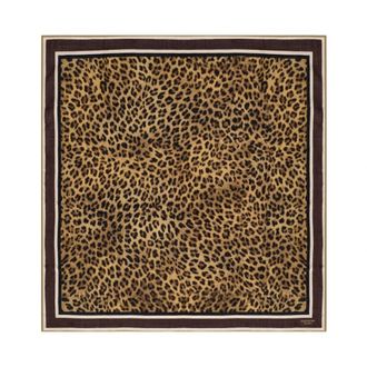 Max Mara Accessoires, Dames, Bruin, ONE Size, Wol, Tauro Luipaard Foulard Sjaal