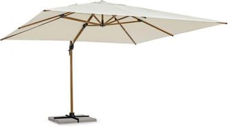 Konte Design Sombrilla de brazo de aluminio efecto madera y lona beige 4x4