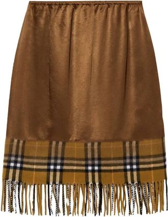 Burberry Satin and Check Scarf Skirt, Brand Size 8 ( US Size 6 )