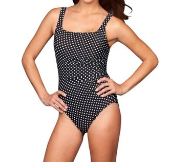 Miraclesuit Dippin Dots Sideswipe Underwire One Piece Swimsuit In Black/white