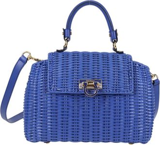 Ferragamo Sofia Blue Wood Handbag (Pre-Owned)