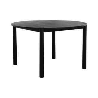 Sweeek Mesa de comedor redonda de madera de hevea, 4 plazas, negro