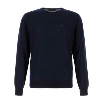 Prada Round-neck Knitwear, male, Blue, Size: XL Superfine Wool Crew-neck Sweater