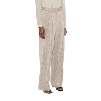 Giorgio Armani Wide Trousers, female, Beige, Size: L Chevron Jersey Trousers with Pleats