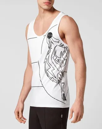 Plein Sport Tank Top Tiger Men in White/black at Nordstrom, Size Xxx-Large