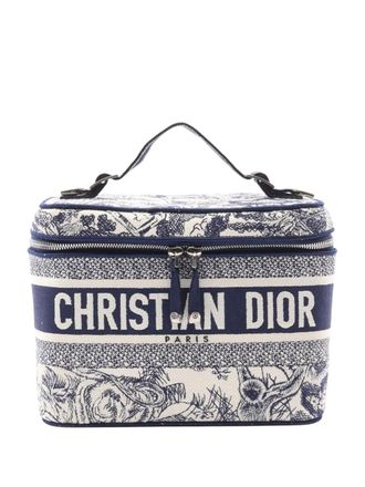 Dior 2021-2025 Toile De Jouy Embroidered Canvas Diortravel Case vanity bag - women - Canvas - One Size - Blue