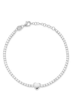 Sphera Milano Cubic Zirconia Heart Tennis Bracelet in Silver at Nordstrom Rack