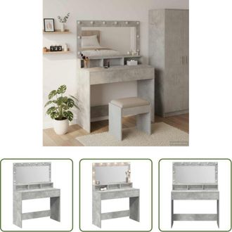 vidaXL Specchio - Tavolo da Trucco con specchio Grigio cemento 100 x 41 x 135 cm