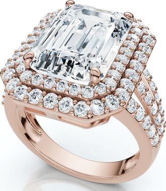 Pompeii3 Certified 6Ct Aria Emerald Diamond Engagement Ring 14k Gold/Platinum Lab Grown