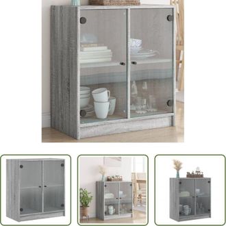 vidaXL vidaXL Credenza - Mobile con Ante in Vetro Grigio Sonoma 68x37x75,5 cm
