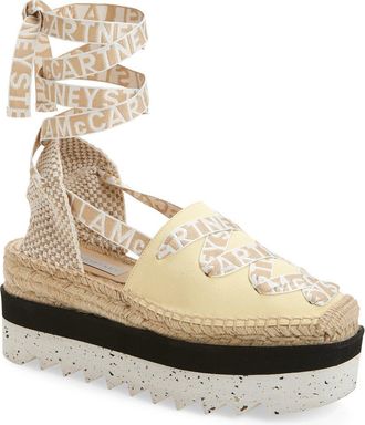 Stella McCartney Gaia Logo Strap Espadrille in Banana at Nordstrom, Size 11Us