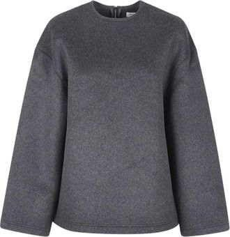 Frankie Shop Truien & Vesten, Dames, Grijs, S, Wol, Delancey Long Sleeve Wool Top