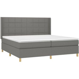 vidaXL Vidaxl - Cama Box Spring Con Colch&oacute;n Tela Gris Oscuro 200x200 Cm