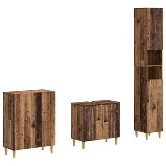 vidaXL Juego De Armarios De Ba&ntilde;o De 3 Piezas Arnhem Madera Envejecida Vidaxl