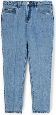 Motivi Regular Fit Jeans met Persvouw - Dames - Cropped Jeans - Blauw - XS - Katoen - Jeans