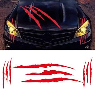 OEM Juego Completo De Calcoman&iacute;as Monster Claw, Cinta Antiara&ntilde;azos Para Faros De Coche, Motocicleta Y Cami&oacute;n (rojo)
