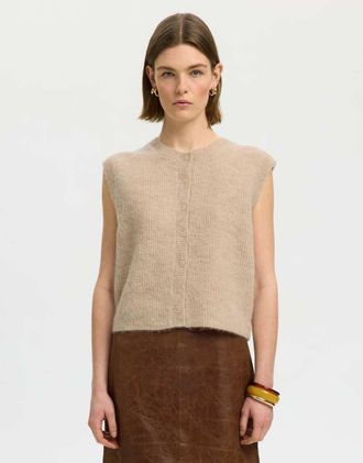 Selected gilet in maglia betulla-Neutro