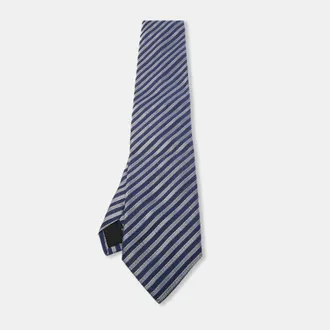 S.T. Dupont S. t. Dupont Blue Diagonal Striped Silk Tie