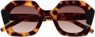 Kaleos Hexagonale Zonnebril Bruin Havana Groen - unisex - Zonnebrillen - Bruin - ONE Size - Accessoires