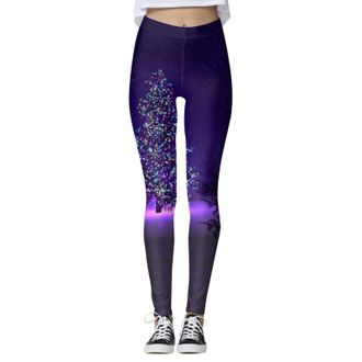 Generic Womens Christmas Novelty Print Legging Xmas Print Leggings for Women Soft High Waisted Sports Workout Gym Running Yoga Pants for Ladies Christmas Cost