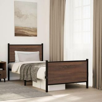 vidaXL Giroletto senza Materasso in Metallo Rovere Marrone 90x190 cm - Vidaxl