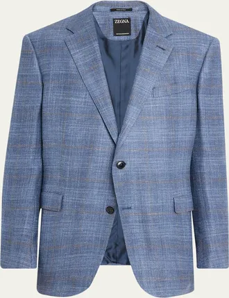 Ermenegildo Zegna Mens Winter Crossover Windowpane Plaid Sport Coat