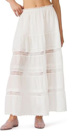 Steve Madden Elisse Lace Detail Cotton Maxi Skirt in Antique at Nordstrom, Size X-Large
