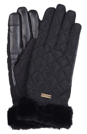 Barbour Norwood Mixed Media Gloves in Black at Nordstrom, Size Medium