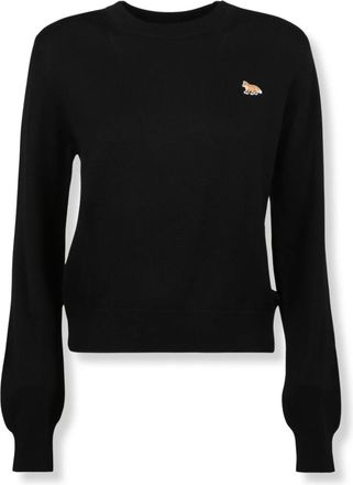 Maison Kitsun&eacute; Baby Fox Regular Jumper - Dames - Ronde hals truien - Zwart - M - Wol - Truien & Vesten
