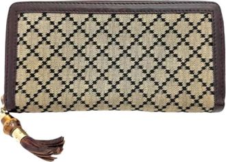 Gucci Pre-owned Wallets, female, Beige, Size: ONE SIZE Pre-owned Canvas Wallet