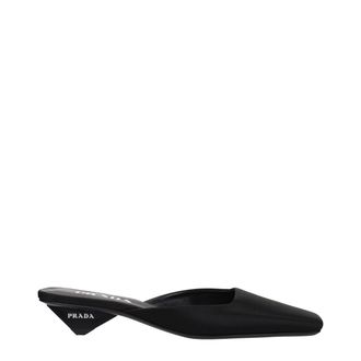 Prada Black Satin Flat Womens Sandals