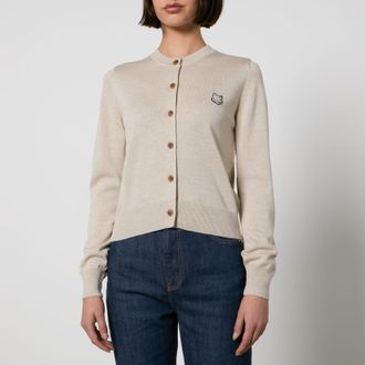 Maison Kitsun&eacute; Womens Maison Kitsune Bold Fox Head Patch Regular Cardigan in Beige