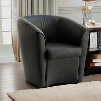 Talamo Italia Talamo Italia - Sill&oacute;n Annaluna, Sill&oacute;n, 100% Made In Italy, Sill&oacute;n Relax En Ecopiel, 70x60h74cm, Negro, Con Embalaje Reforzado