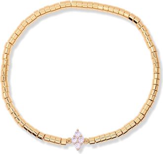 Brook & York Bella Birthstone Beaded Stretch Bracelet in Gold June at Nordstrom