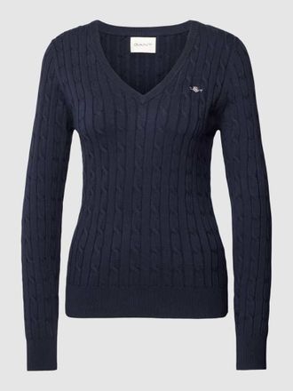 GANT Strickpullover mit Zopfmuster in Marine, Gr&ouml;&szlig;e L