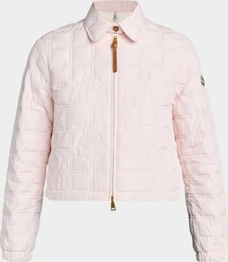 Moncler Floral-Quilted Cropped Down Jacket