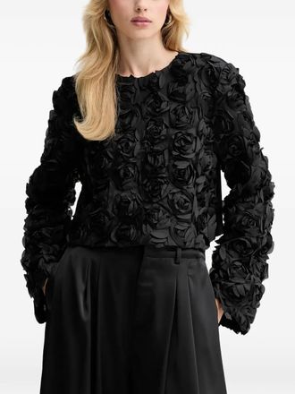 Gestuz GZingrid rose appliqu&eacute; top - women - Polyester - 38 - Black