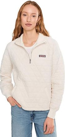 Vineyard Vines Quilted 1/4 Zip Womens Sweatshirt Marshmallow : SM, Cotton/Polyester/Spandex